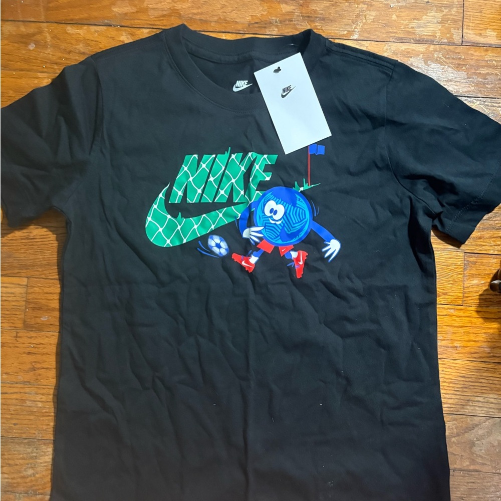 Nike Black Tee with Green and Blue Graphic